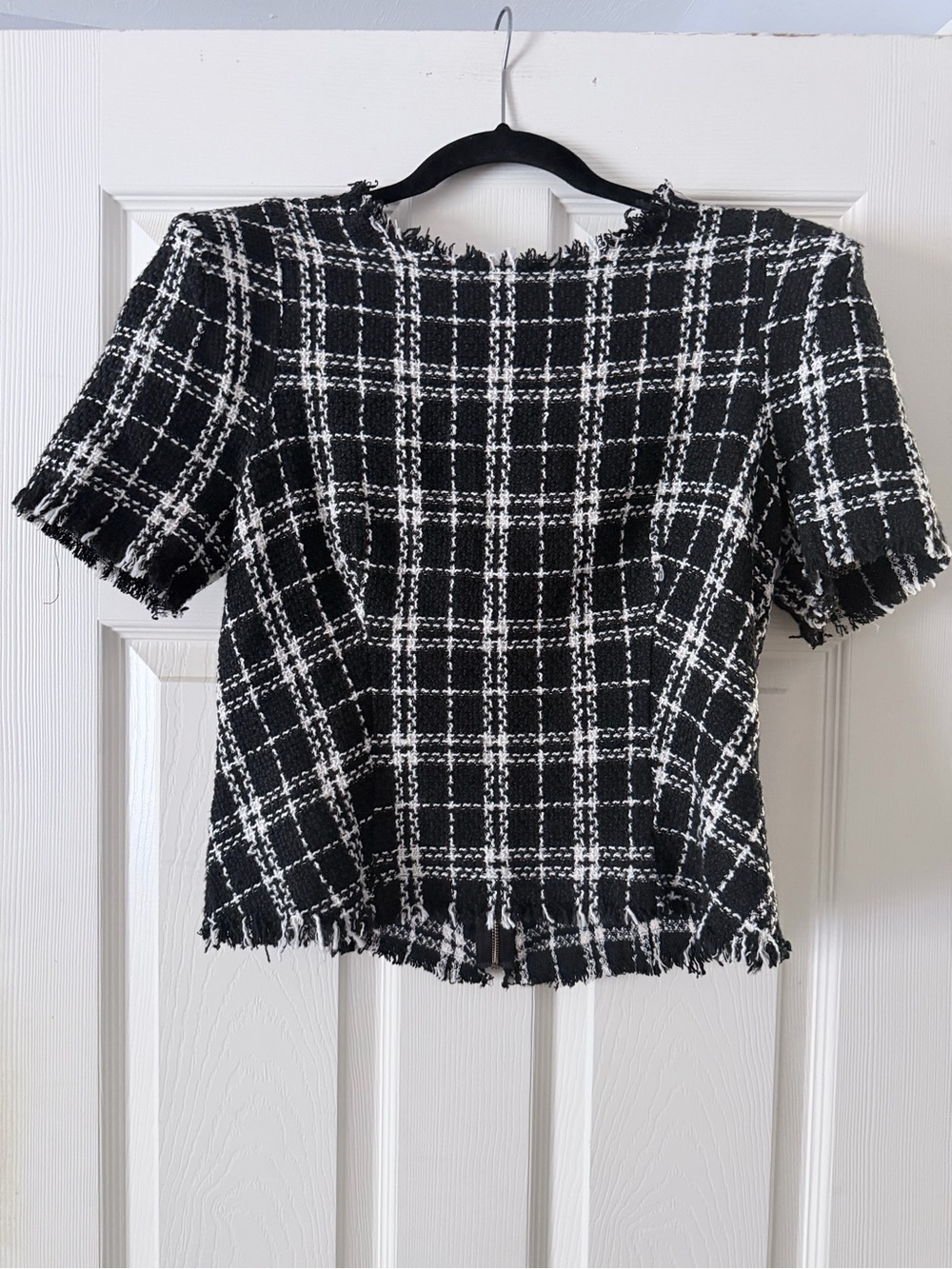 Milk & Honey Black & White Tweed Short-Sleeve Top